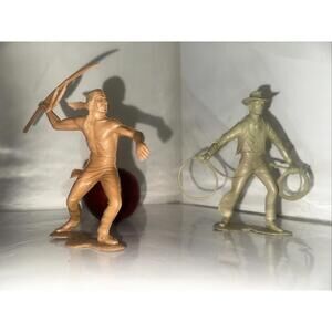 Marx Figures 6" Cowboys & Indians Plastic Action War 1964 2 Vintage Louis Marx